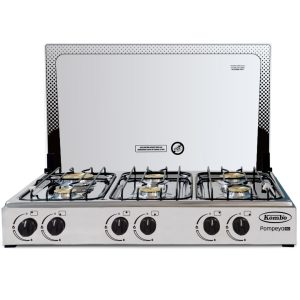 COCINETA KOMBO 6 QUEMADORES –  INOXIDABLE CON TAPA DE VIDRIO  ENCENDIDO ELECTRICO – KO-6Q001 E.E