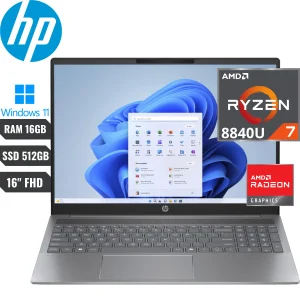 NOT. HP PAVILION  AMD RYZEN 7  8840U 8GB RAM – 512SSD  16PULG WIND 11  SILVER