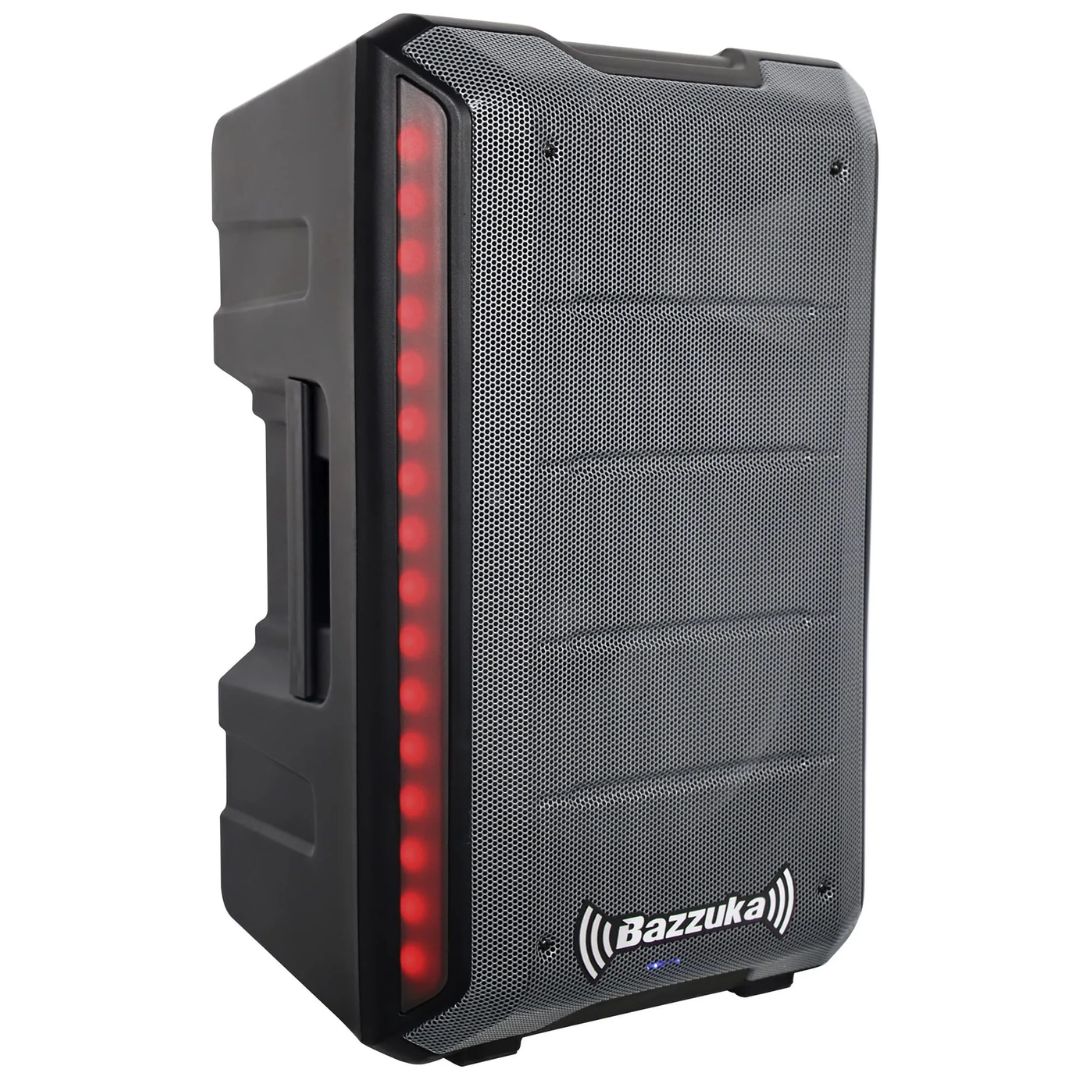 PARLANTE BAZZUKA ACTIVO B-415 0080 AMPLIFICADO 85.000W 15PULG USBFMLUZ LED NEGRO+MICROFONO
